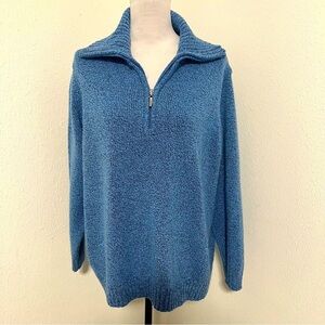 Croft & Barrow Woman 3/4 Quarter Zip Plus Size 2X Long Sleeve Sweater Blue EUC